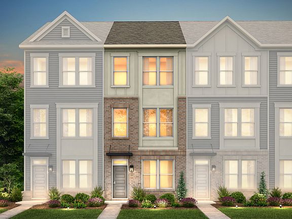 Evans Exterior 6 features siding, brick, covered front door and 1-car tandem rear load garage