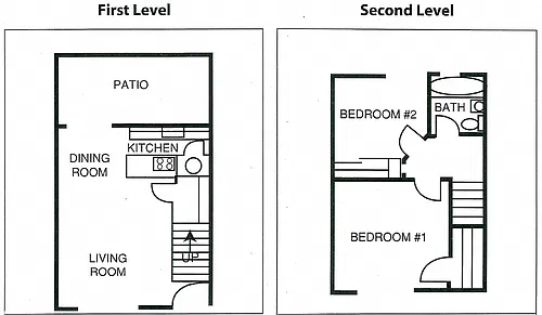 Floor plan 2 Bed, 1 Bath - 50% AMI