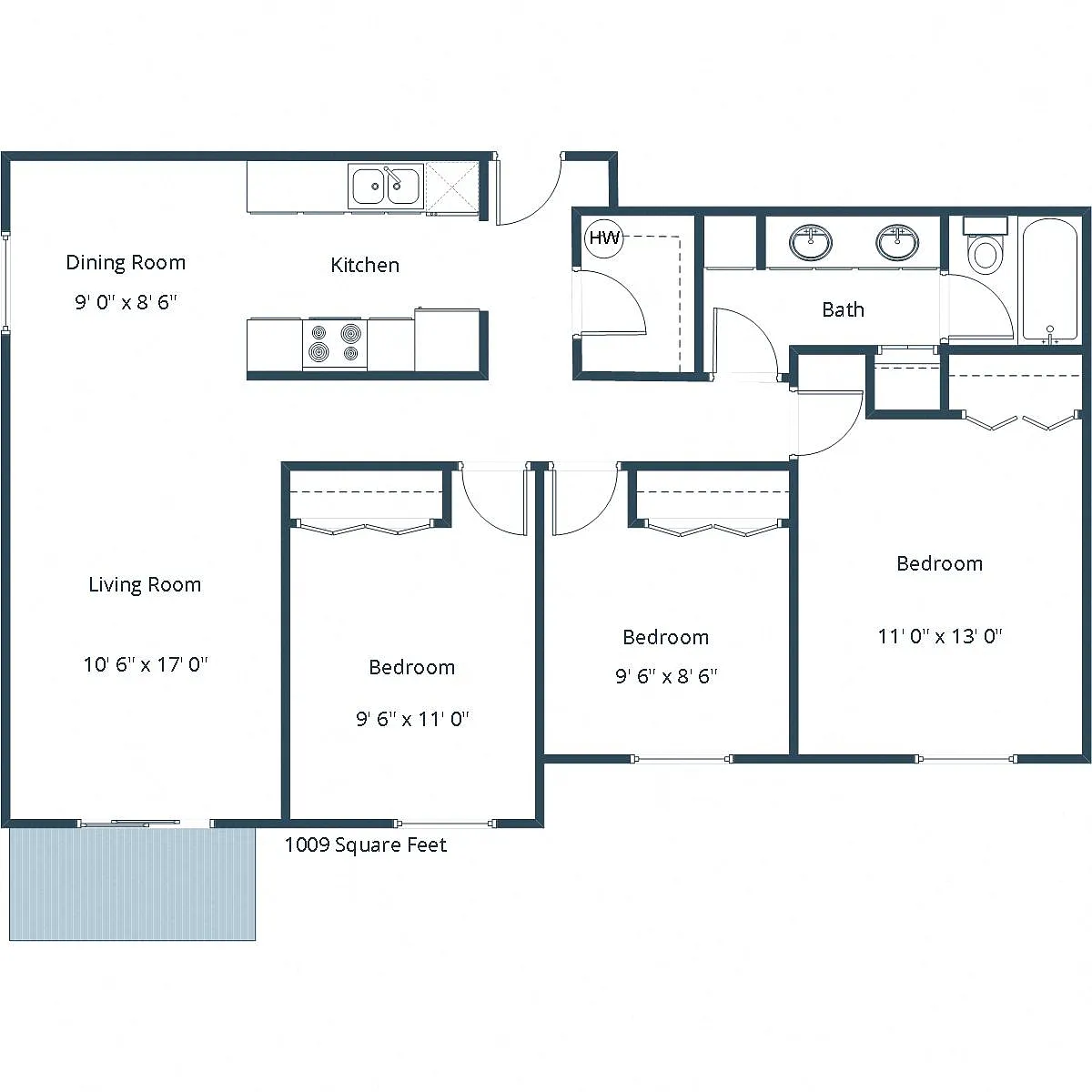 Floor plan Three Bedroom 31A