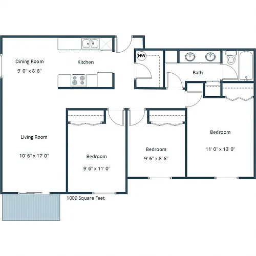 Floor plan Three Bedroom 31A