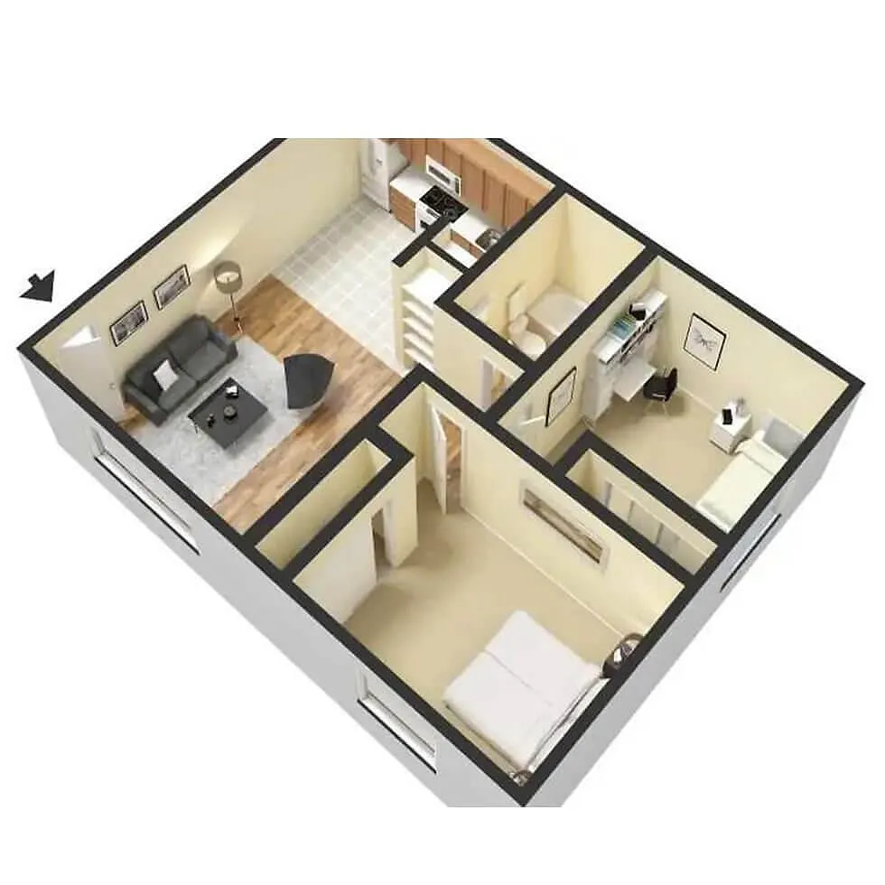 Floor plan 2 Bed 1 Bath
