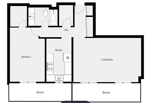 Floor plan 1 Bedroom Premium