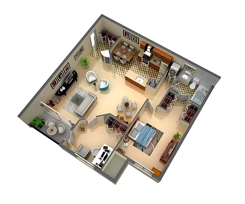 Floor plan 1 Bedroom with Den