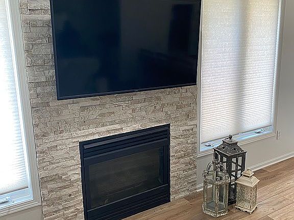newer stone fireplace