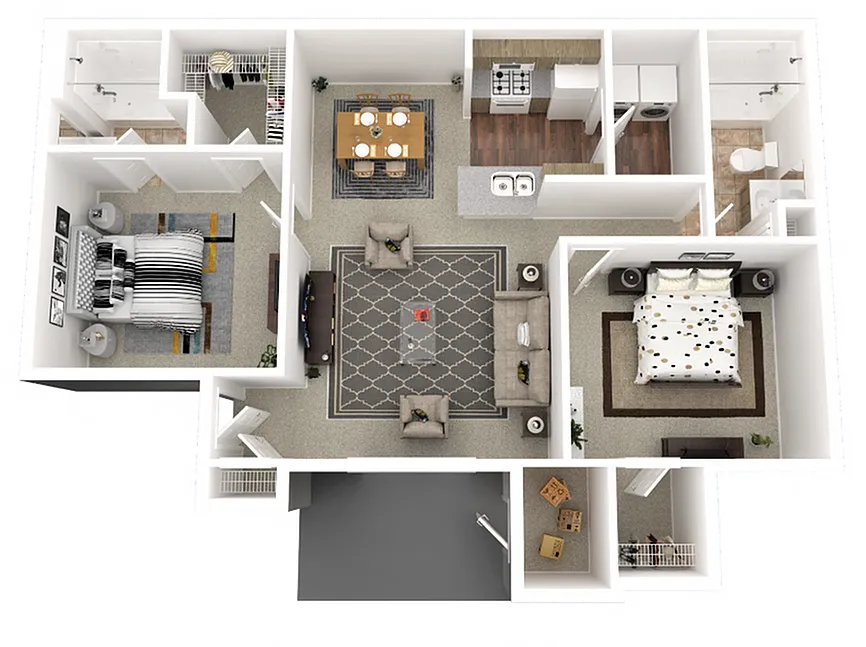 Floor plan 2BR x 2BA Enhanced