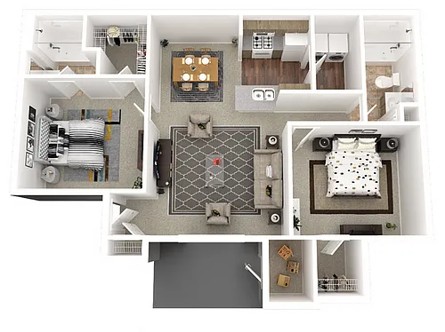 Floor plan 2BR x 2BA Enhanced