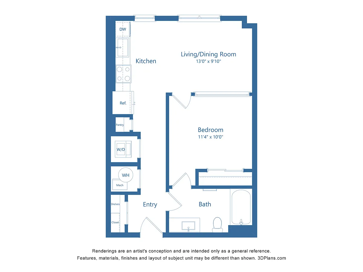 Floor plan A1 | 1 Bed | 1 Bath