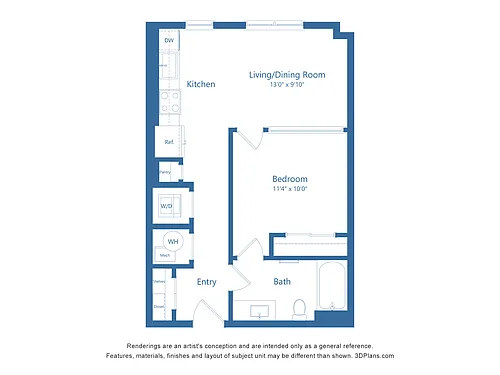 Floor plan A1 | 1 Bed | 1 Bath