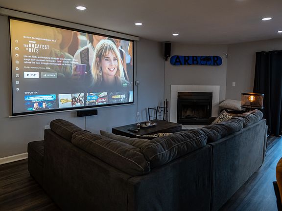 Living Room with 150" projector screen