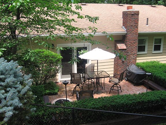 brick patio with built in seating