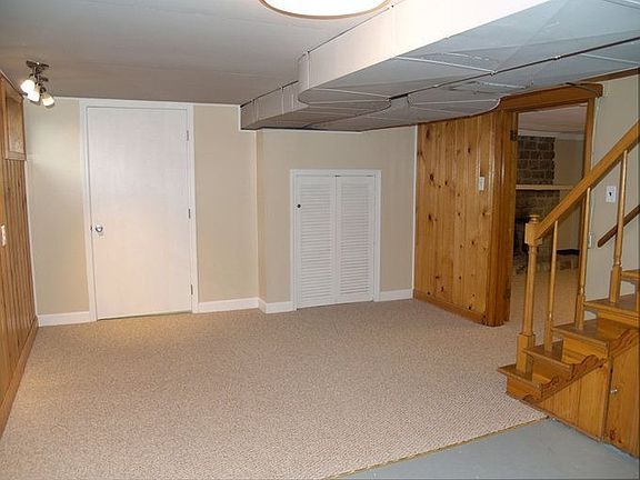 Finished Basement With Fireplace