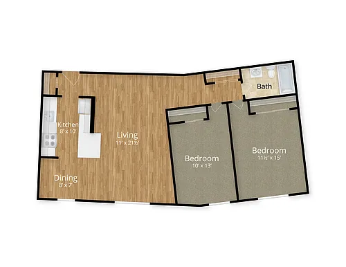 Floor plan 2 Bed x 1 Bath 9