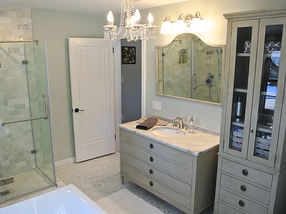 Spacious marble master bath