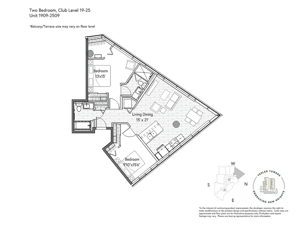 Floor plan 2 Bedroom 2 Bathroom