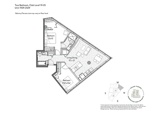Floor plan 2 Bedroom 2 Bathroom
