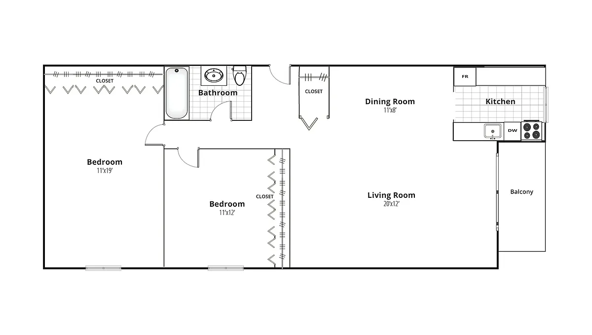 Floor plan Two Bedroom XL