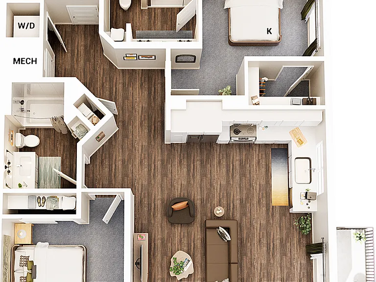 3D Floorplan - Unit B2B_Scheme A 3D Floorplan - Unit B2B_Scheme A