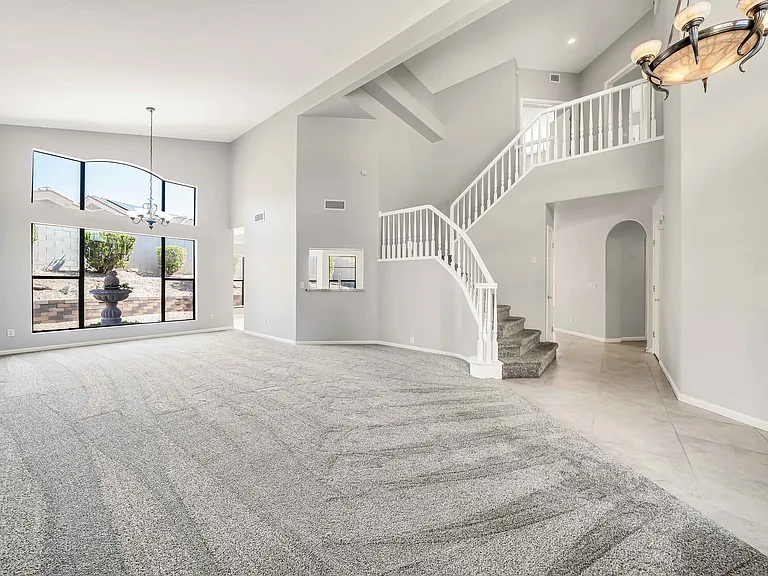 Spacious living room with formal dining area.