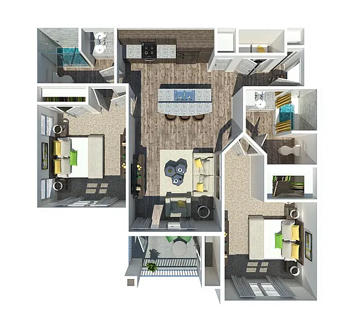 Floor plan The Montecito 2 BR 2 BA