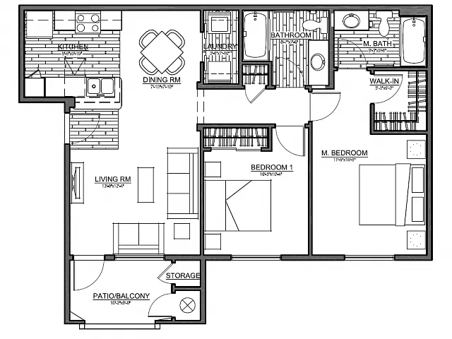 Floor plan 2 Bed 2 Bath