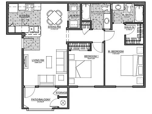 Floor plan 2 Bed 2 Bath