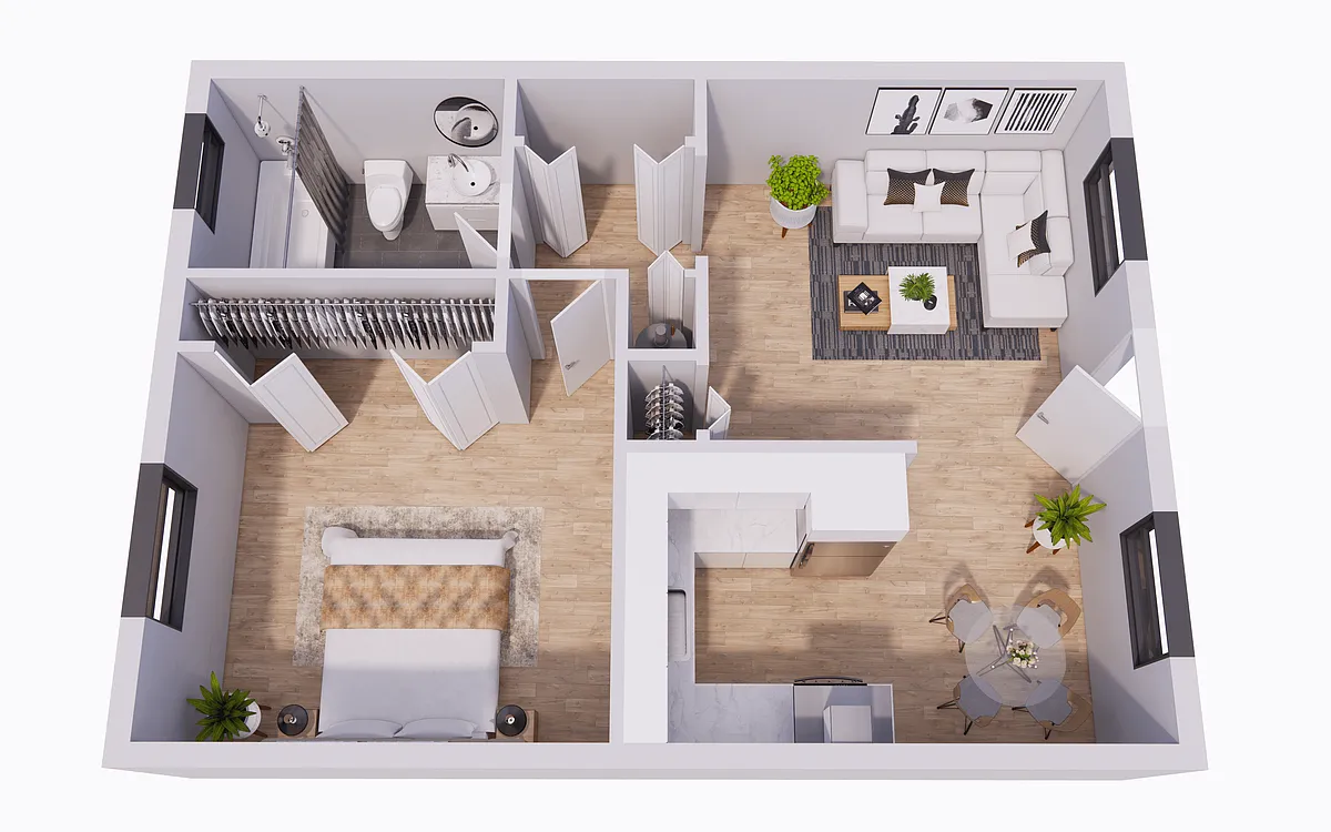 Floor plan 1 Bedroom 1 Bath - A