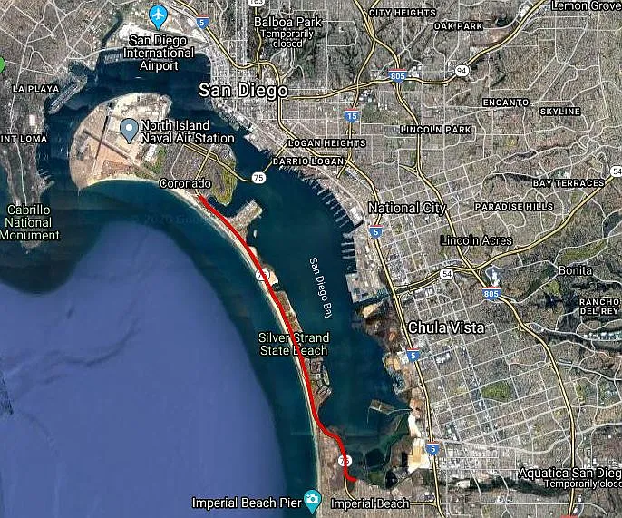 Bike / pedestrian trail to Coronado is accessible at the end of 7th St.