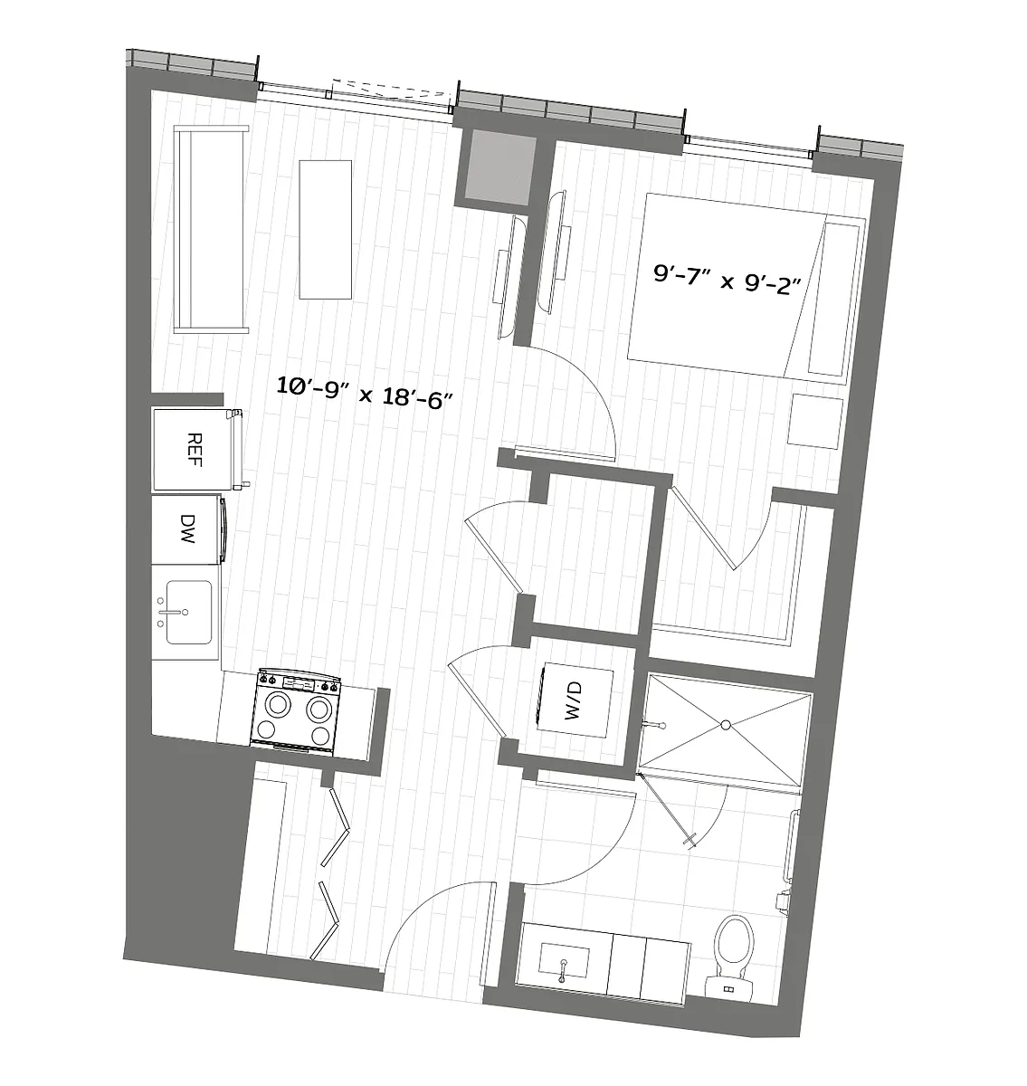 Floor plan 1 Bed/1 Bath-B-A4