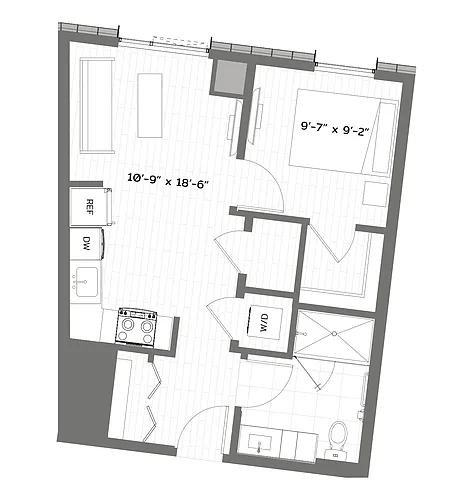 Floor plan 1 Bed/1 Bath-B-A4