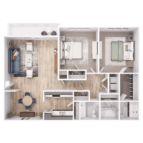 Floor plan B1 - 2Bed, 1.5Bath