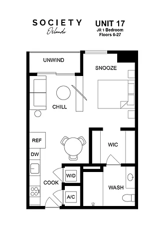 Floor plan Jr 1 Bed - S2