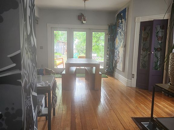 Looking at dining room and patio doors from living room.