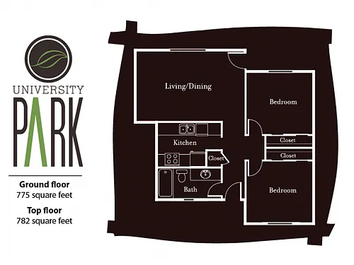 Floor plan 2 Bed 1 Bath - Park