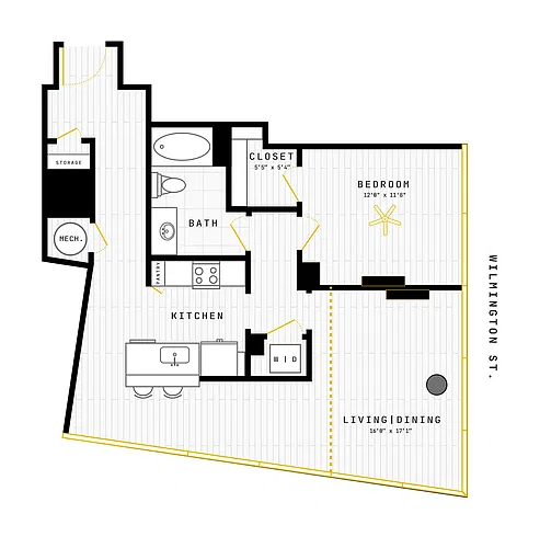 Floor plan 1 Bed/1 Bath-1BR-04