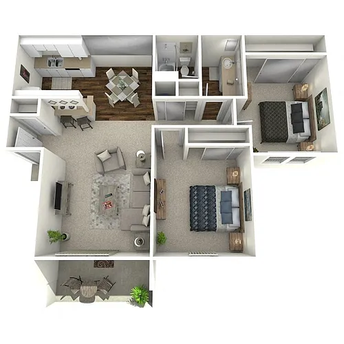 Floor plan Two Bed One Bath Plan B