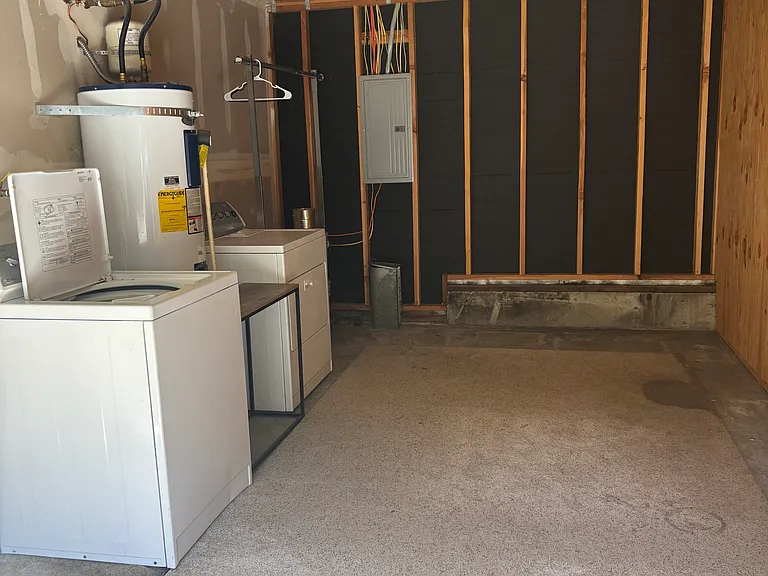 Attached garage with washer and dryer