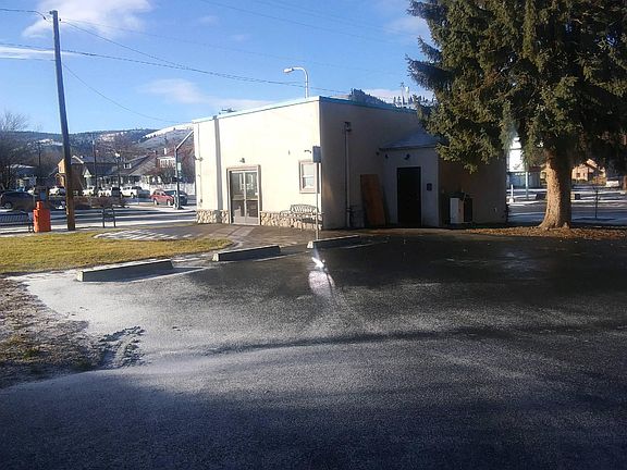 Back of building with patio