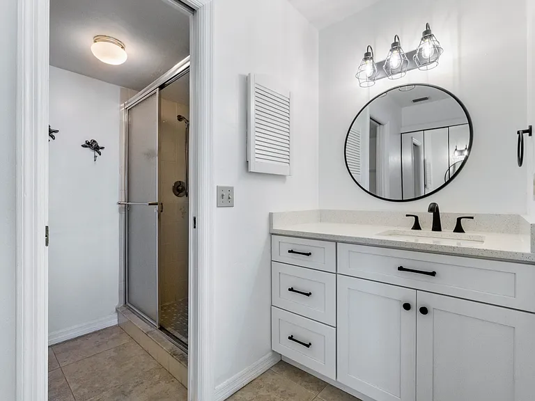 Master bathroom sink and vanity area.