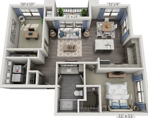 Floor plans are artist's rendering. All dimensions are approximate. Actual product and specifications may vary in dimension or detail. Not all features are available in every apartment. Prices and availability are subject to change. Floor plans are artist