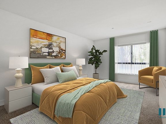Bedroom with Carpet and Large-Size Windows