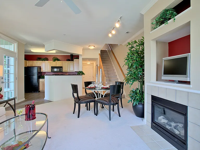 Townhome living and dining area (staged)