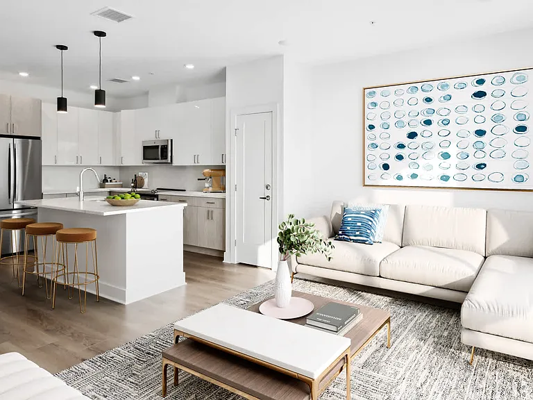 Kitchen and Living Room with Hard Surface Flooring