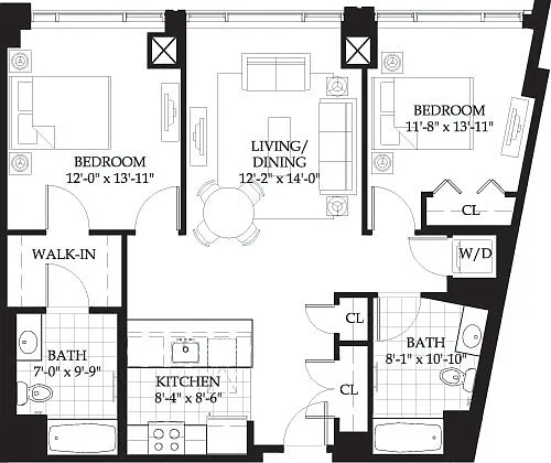 Floor plan Asteria Two Bedroom (6)