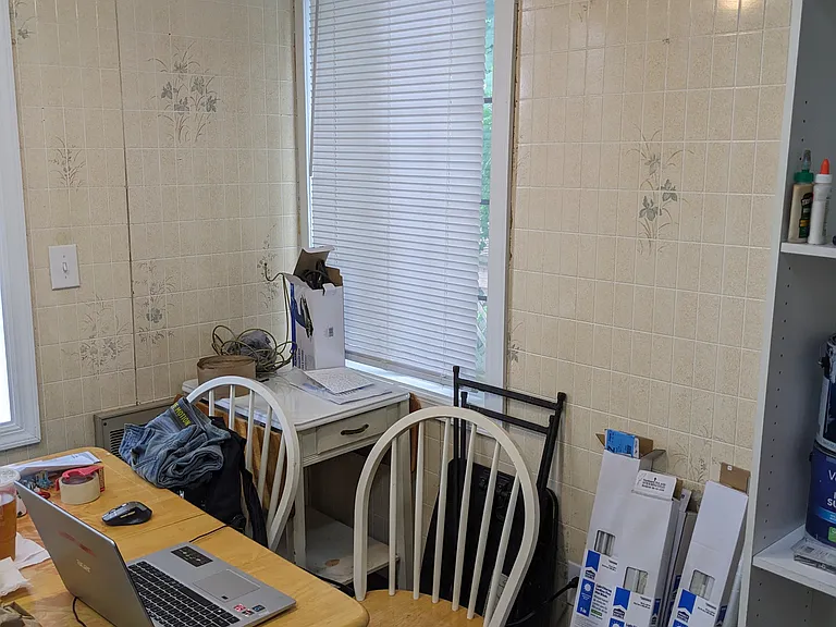Kitchen is currently our "home base" for tools, paint and supplies.