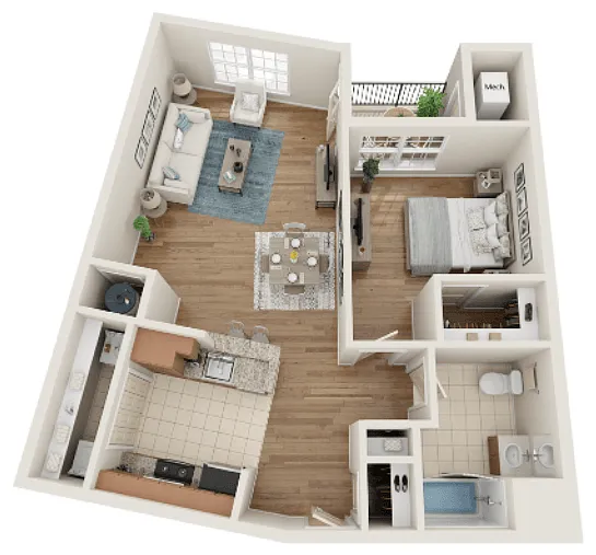 Floor plan Type EHC - One Bedroom