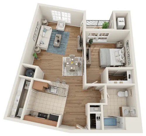 Floor plan Type EHC - One Bedroom