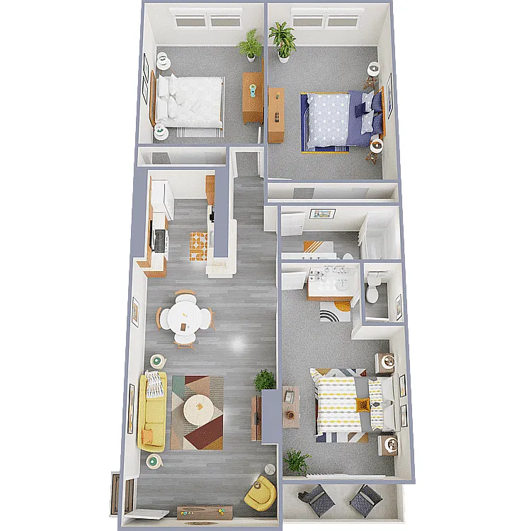 Floor plan Three Bedroom One and a Half Bathroom
