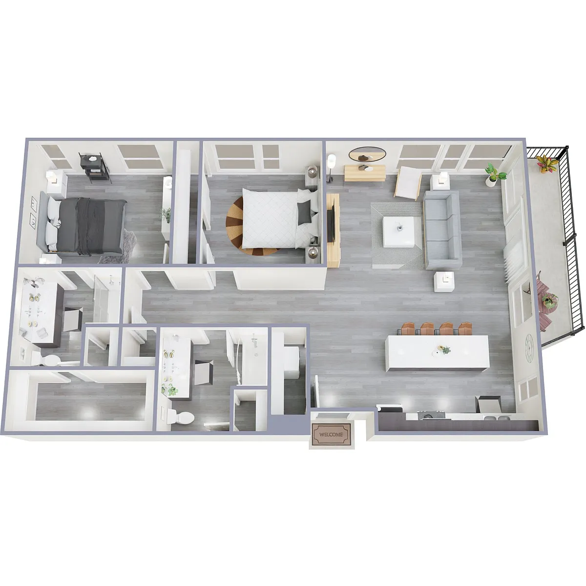 Floor plan L - 2 Bed 2 Bath