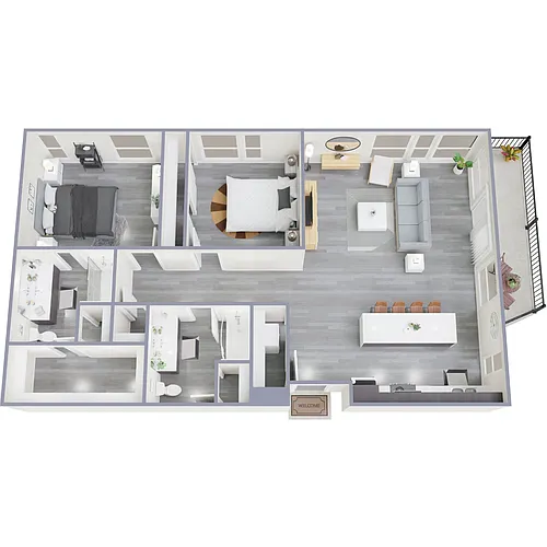 Floor plan L - 2 Bed 2 Bath