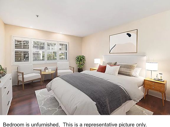 Master Bedroom representative view with furniture for your information. The bedroom is unfurnished.